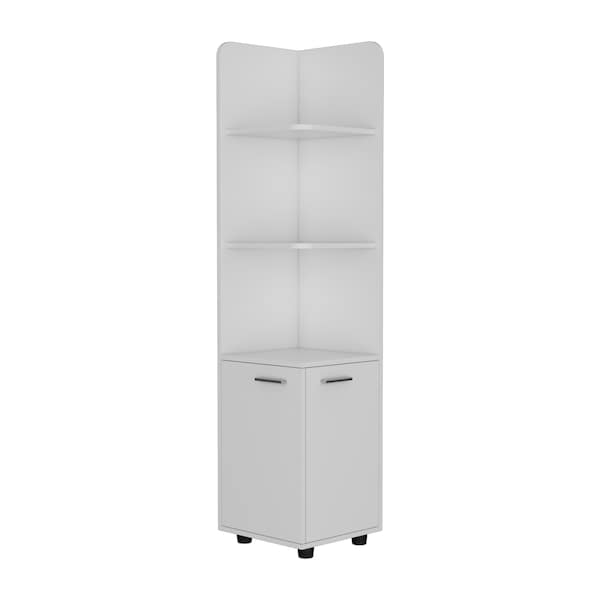 Tuhome Malibu Freestanding Linen Cabinet, 2-Doors, Open Shelves, White MLB8979 - main
